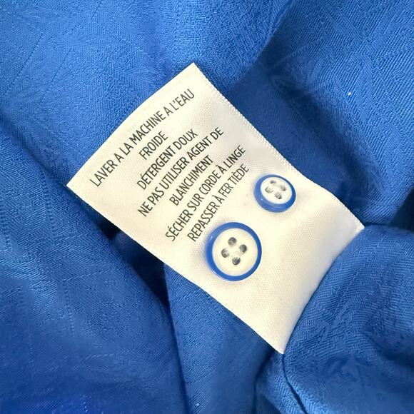 Robert Graham Woven Button Front Short Sleeve Shirt Bozeman Royal Blue M - Picture 5 of 8